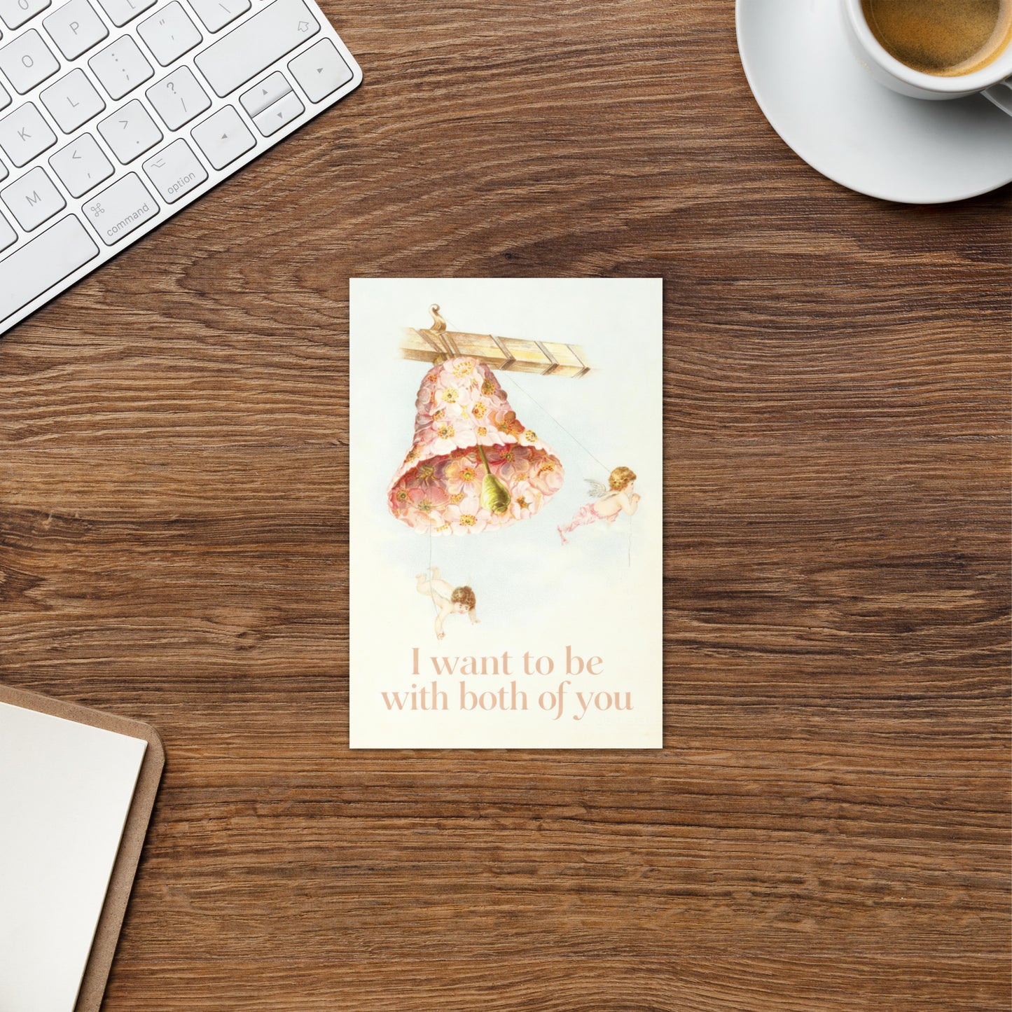 I Want to Be With Both of You – Vintage Polyamory Greeting Card