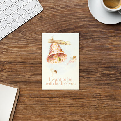 I Want to Be With Both of You – Vintage Polyamory Greeting Card