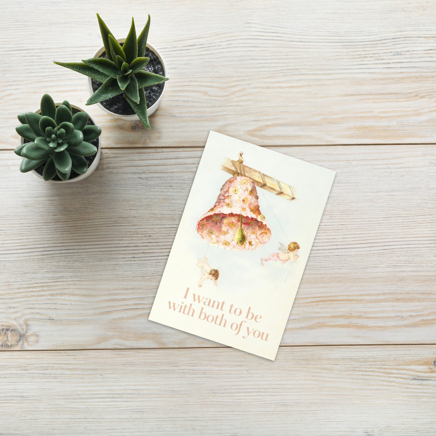I Want to Be With Both of You – Vintage Polyamory Greeting Card