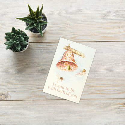 I Want to Be With Both of You – Vintage Polyamory Greeting Card