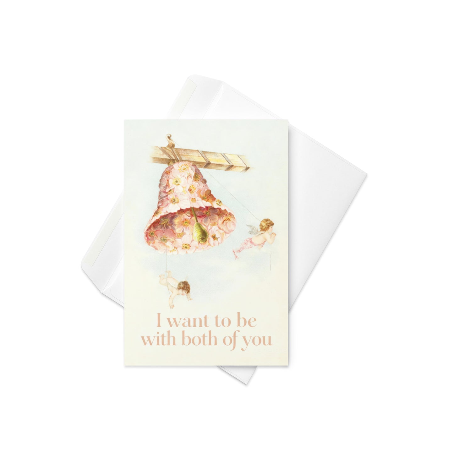I Want to Be With Both of You – Vintage Polyamory Greeting Card
