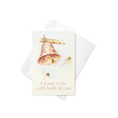 I Want to Be With Both of You – Vintage Polyamory Greeting Card