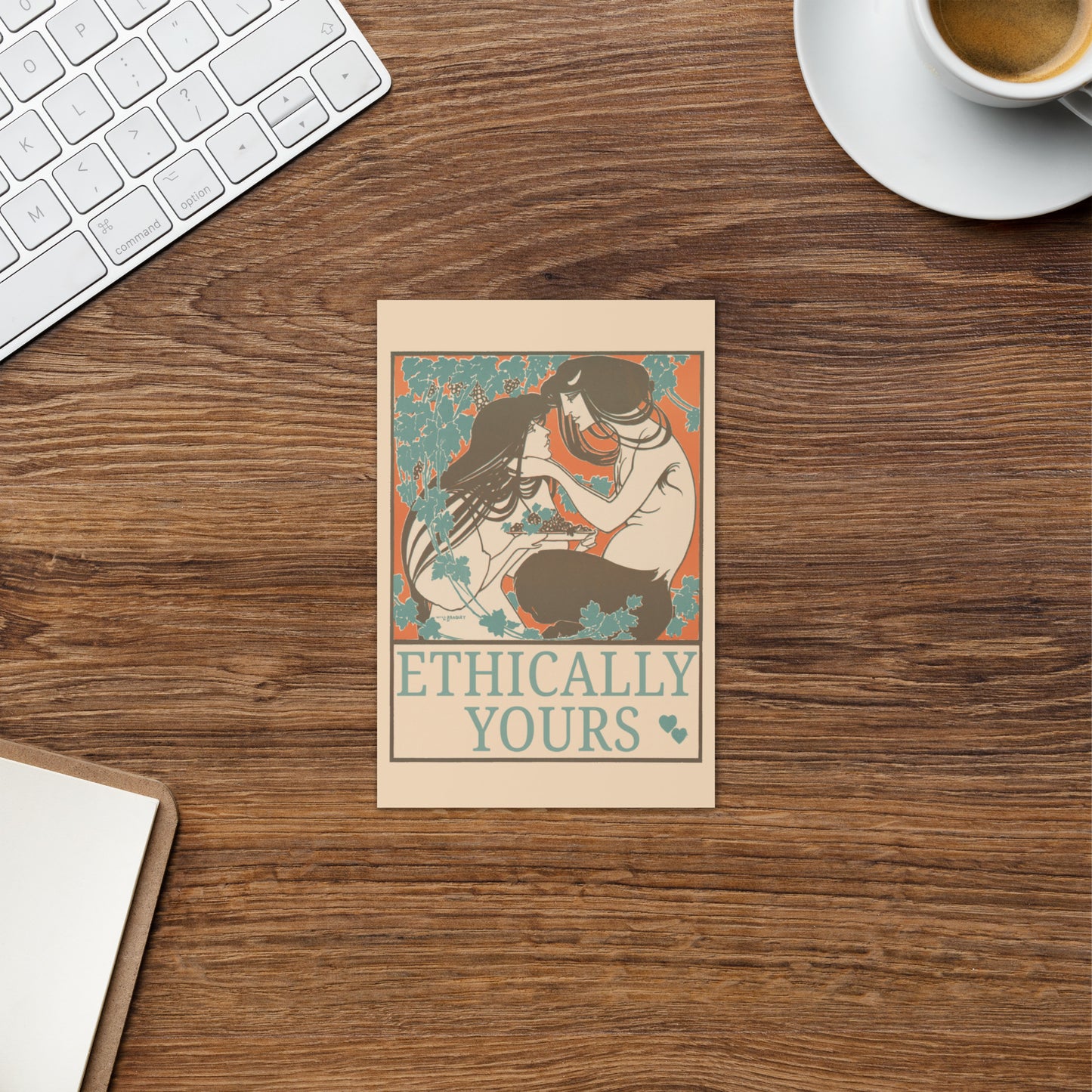 Ethically Yours Greeting Card – Vintage Art Nouveau Ethical Non-Monogamy Love Card