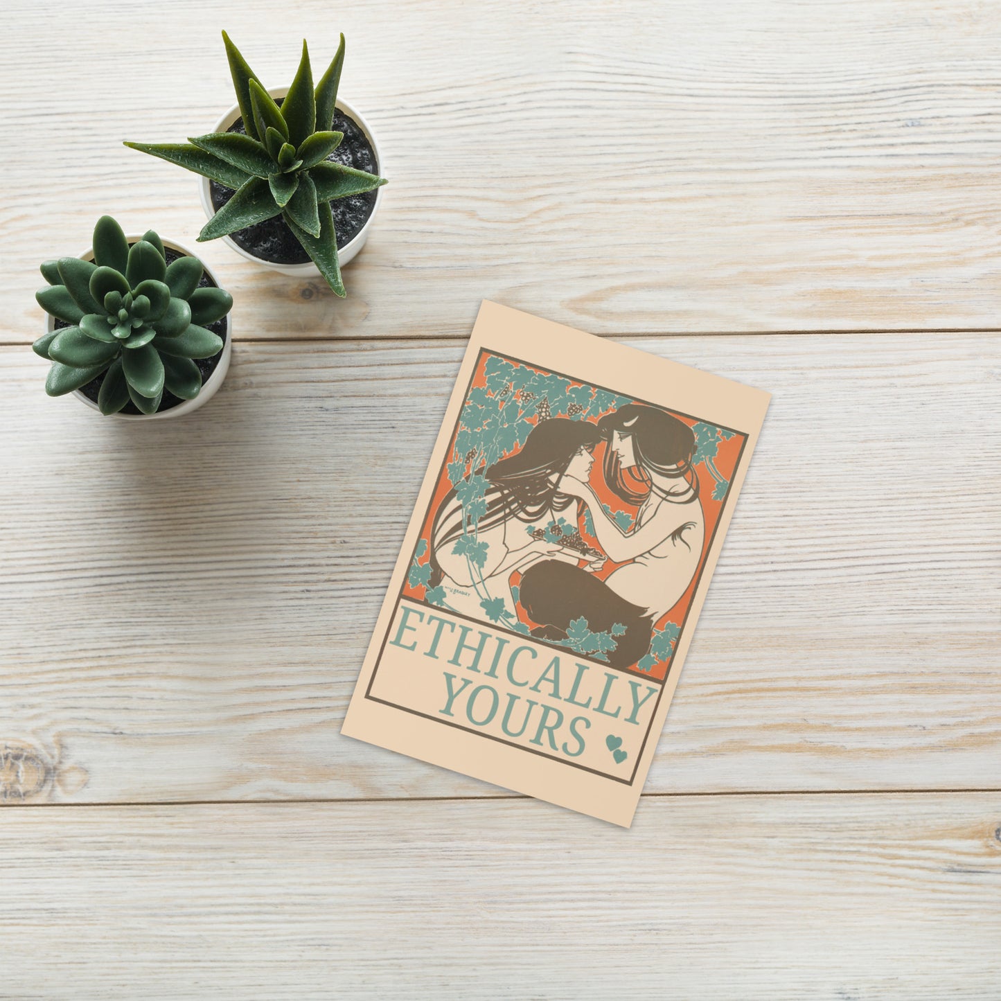 Ethically Yours Greeting Card – Vintage Art Nouveau Ethical Non-Monogamy Love Card