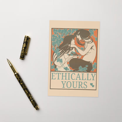 Ethically Yours Greeting Card – Vintage Art Nouveau Ethical Non-Monogamy Love Card