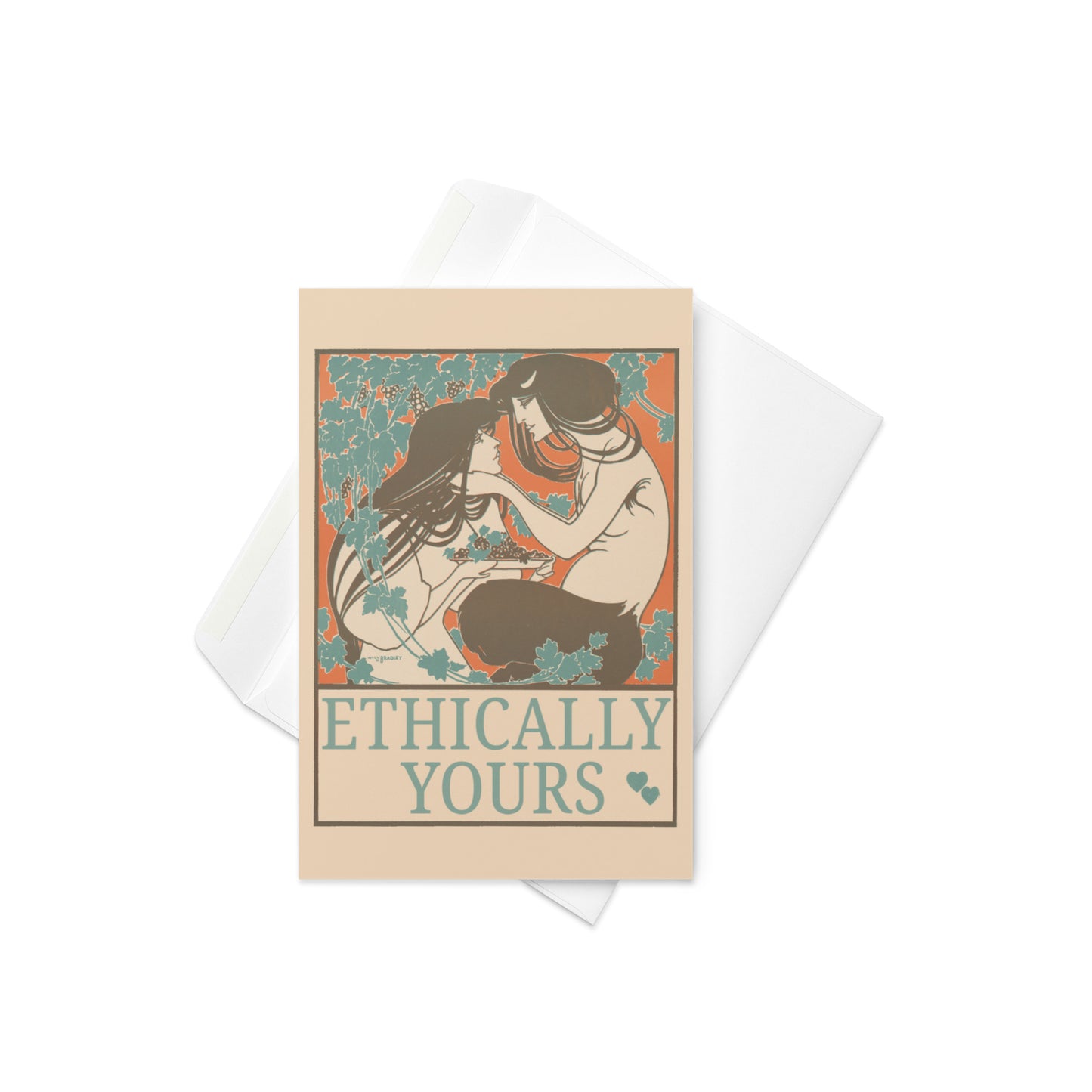 Ethically Yours Greeting Card – Vintage Art Nouveau Ethical Non-Monogamy Love Card