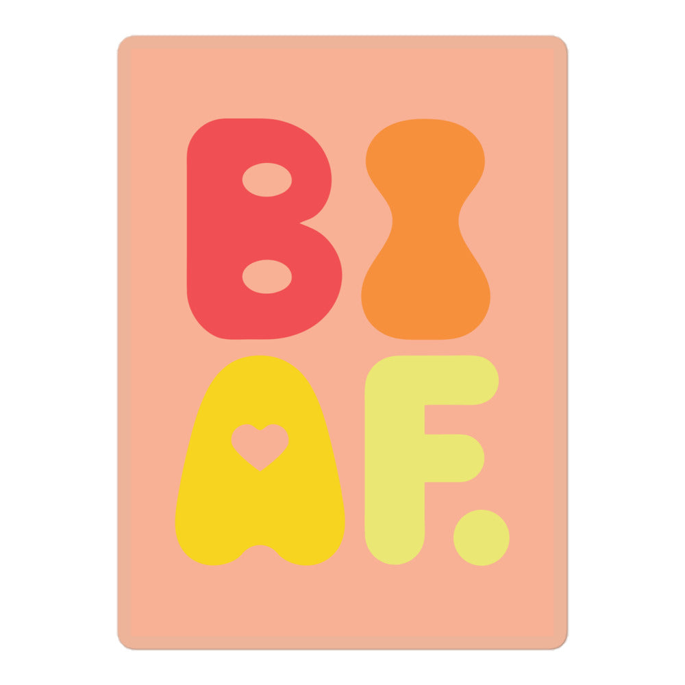 BI AF Bisexual Pride Vinyl Sticker – Bold Retro LGBTQ+ Orange Design