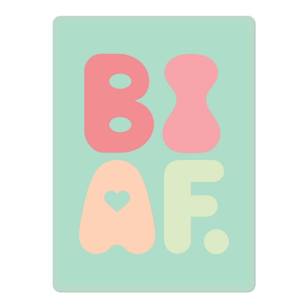 BI AF Bisexual Pride Vinyl Sticker – Soft Pastel Green Retro LGBTQ+ Design