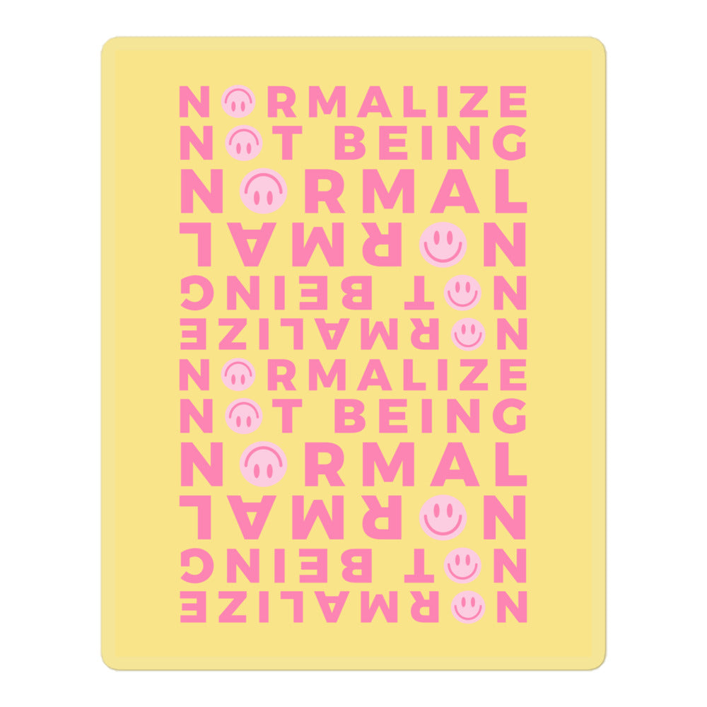 Non-normative Affirmation Vinyl Sticker – Yellow Neurodiverse Smiley Design