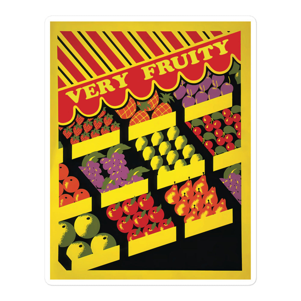 Very Fruity Vinyl Sticker – Queer Campy Vintage Fruit Stand Design
