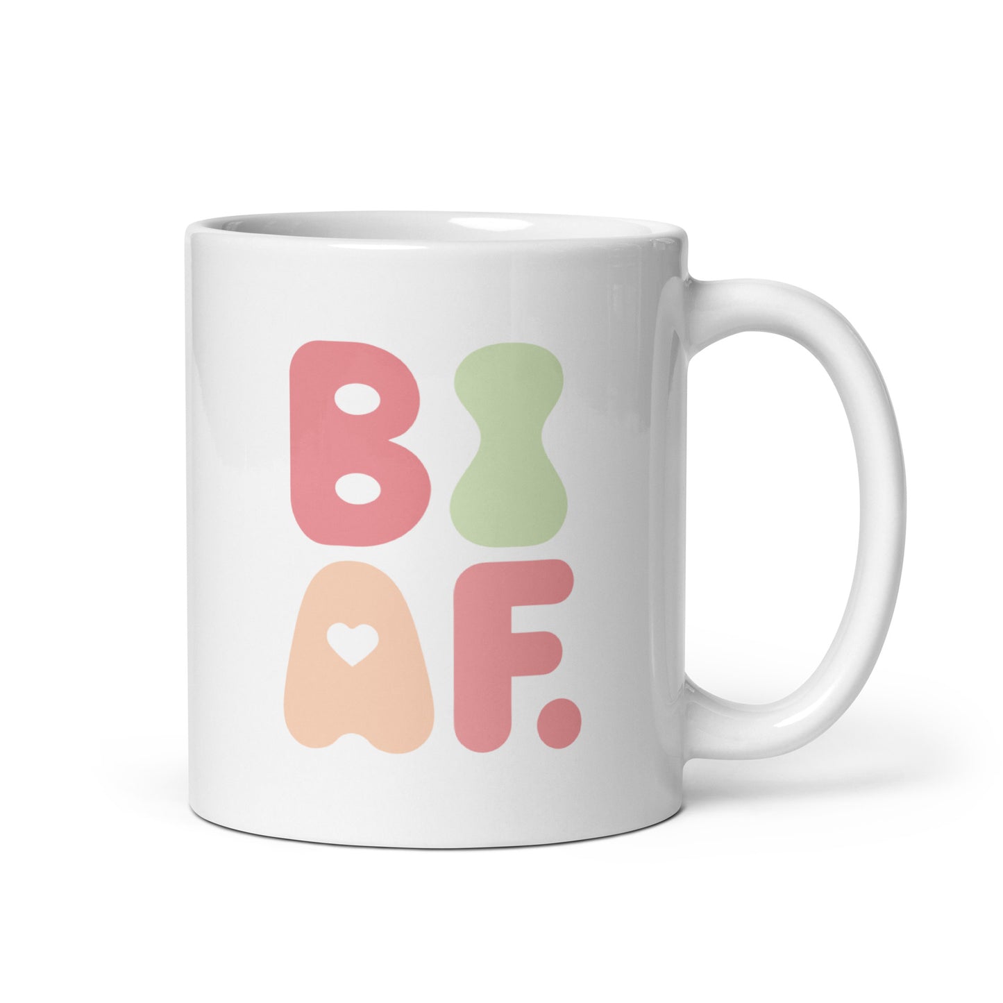 Pastel green ceramic bisexual pride mug with retro accents – subtle LGBTQ+ expression for home or office use