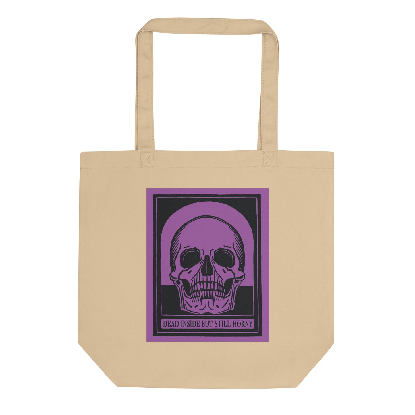Neurodivergent-friendly eco tote bag with vintage skull design for dark humor vibes and pleasure-positive lifestyle