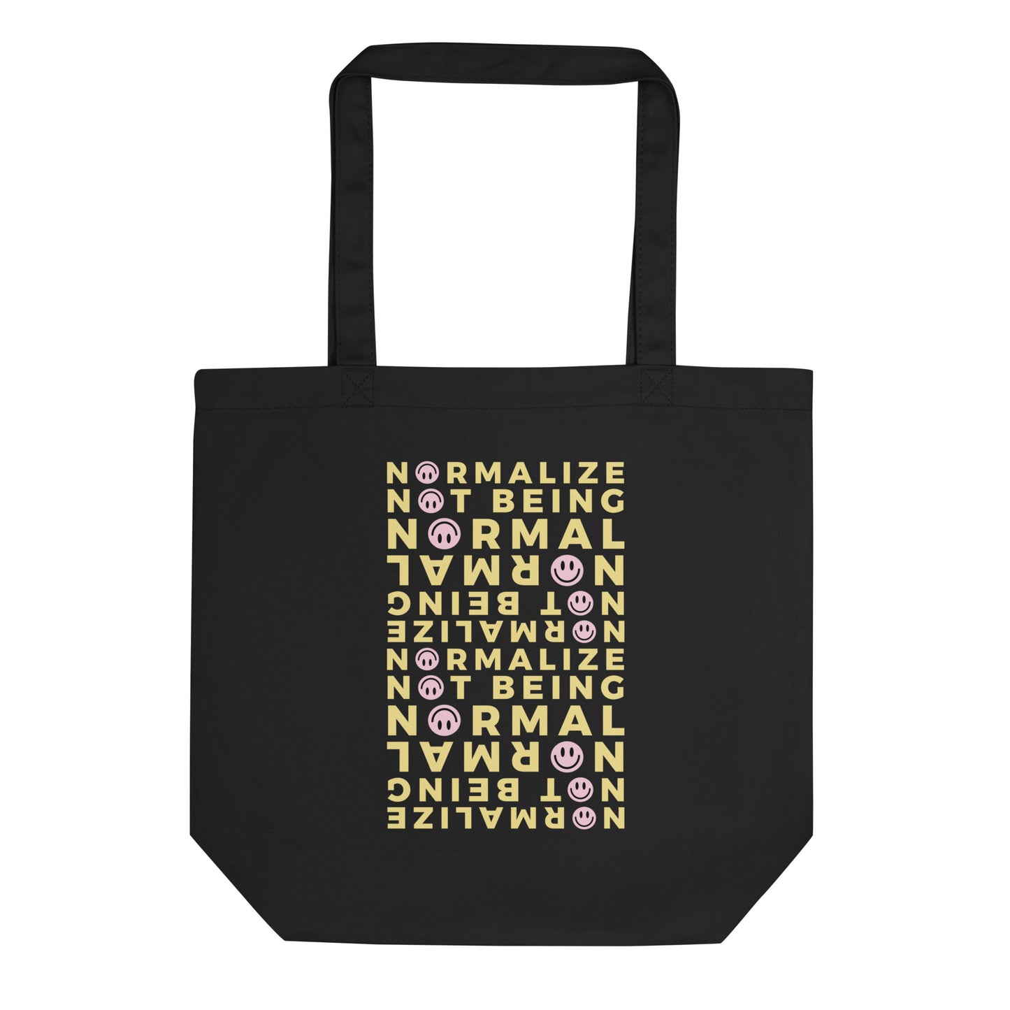 Colorful and modern eco cotton tote bag with bold neurodivergent statement for school.