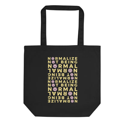 Colorful and modern eco cotton tote bag with bold neurodivergent statement for school.