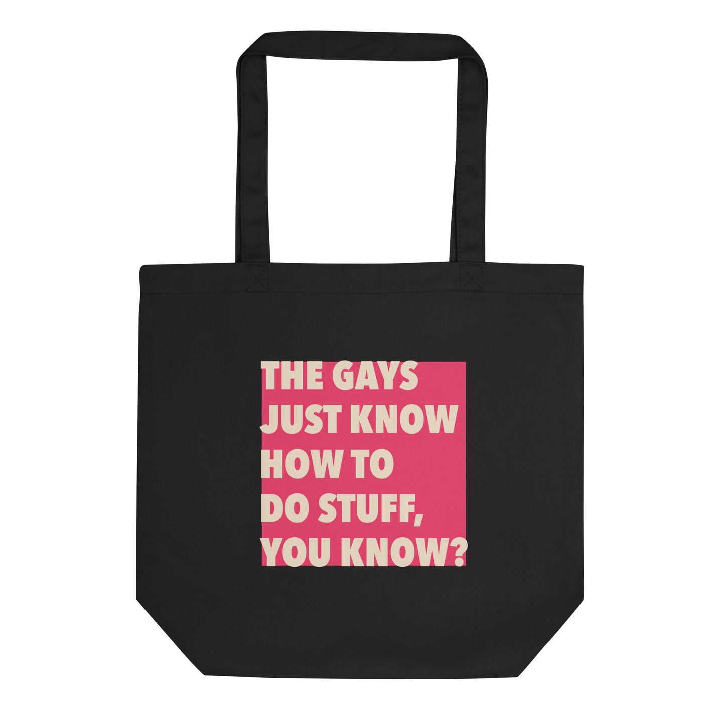 Red queer pride "The Gays know" eco cotton tote bag inspired by Jennifer Coolidge’s quote in The White Lotus series.