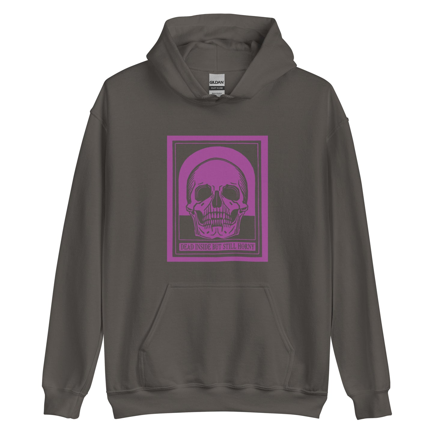 Unisex hoodie with vintage skull design and bold “Dead Inside” text, a dark humor retro-inspired sweatshirt for jaded expression