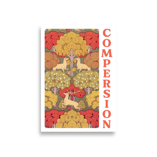 Vintage woodland inspired polyamory printable "Compersion" poster for ethical non-monogamy affirmation with home decor