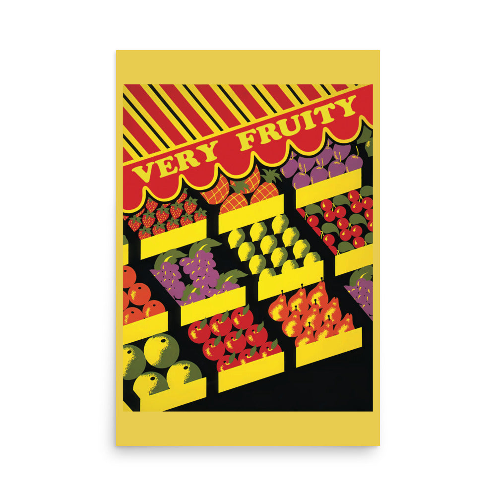 Vintage-style Very Fruity poster printed on thick matte paper for queer humor and campy wall art decor