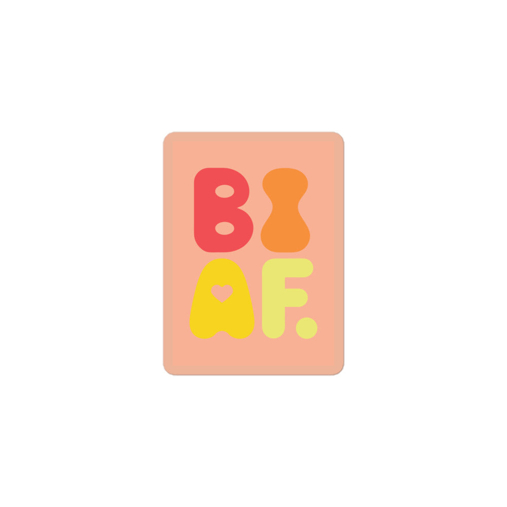 Bold Orange Bisexual Pride Sticker with heart design for laptop personalization
