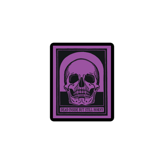 Vinyl sticker with vintage skull purple design for a sarcastic and dark humour touch