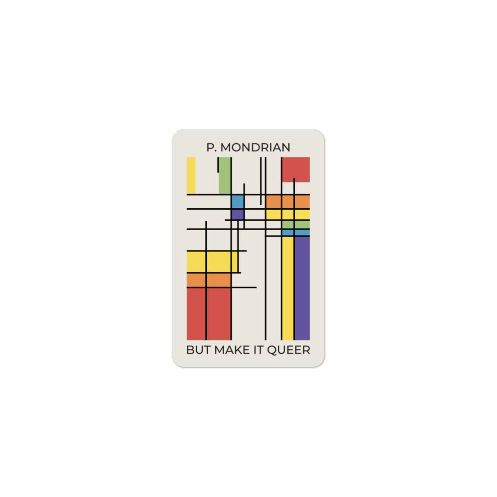 Geometric Mondrian-inspired queer pride vinyl sticker for home decor