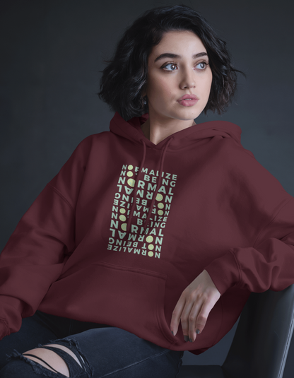 Non-normative Affirmation Unisex Hoodie – Green Smiley Neurodiverse Empowerment Sweatshirt