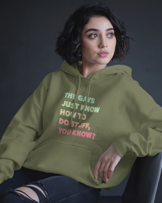 The Gays Just Know Unisex Hoodie – Pastel Rainbow Queer White Lotus Sweatshirt
