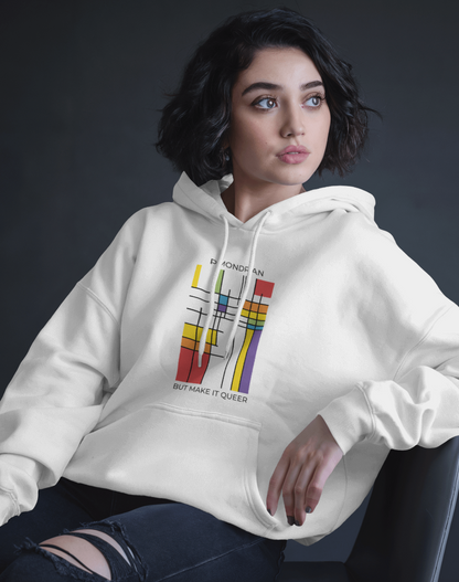 Queer Mondrian Unisex Hoodie – LGBTQ+ Pride Abstract Art Sweatshirt