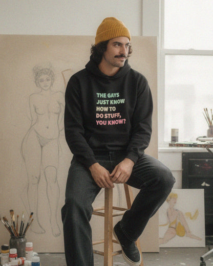 The Gays Just Know Unisex Hoodie – Pastel Rainbow Queer White Lotus Sweatshirt