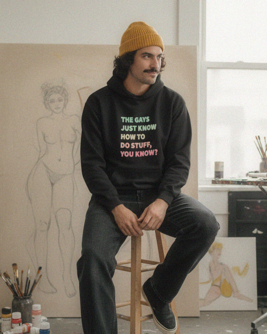 The Gays Just Know Unisex Hoodie – Pastel Rainbow Queer White Lotus Sweatshirt