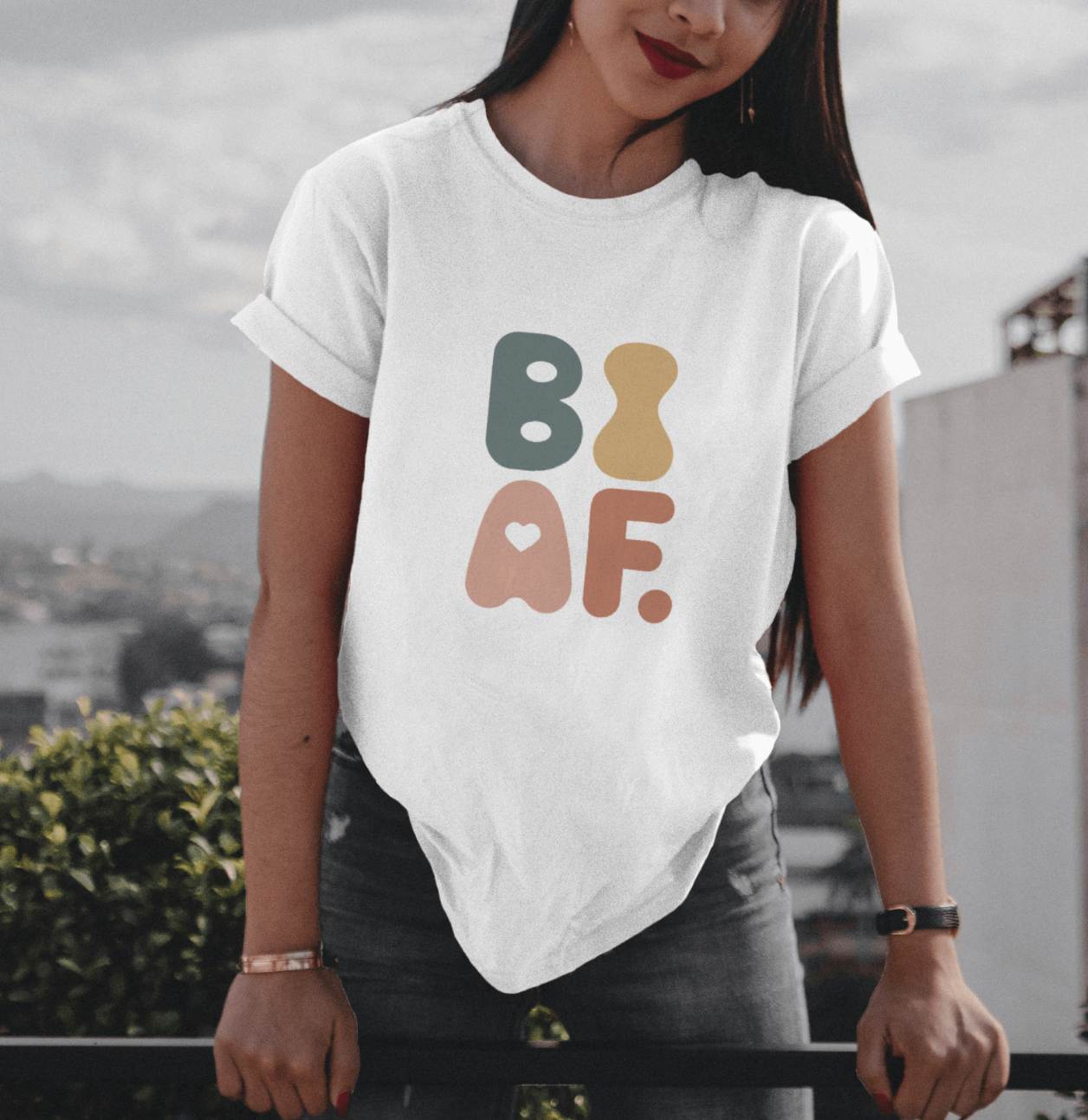 BI AF Bisexual Pride T-Shirt – Bold Retro LGBTQ+ Colorful Tee