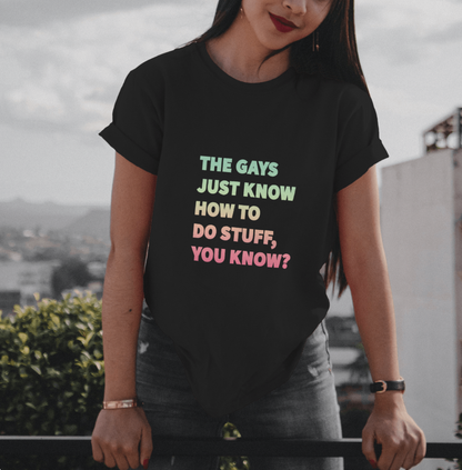 The Gays Just Know T-Shirt – Pastel Rainbow Queer White Lotus Tee