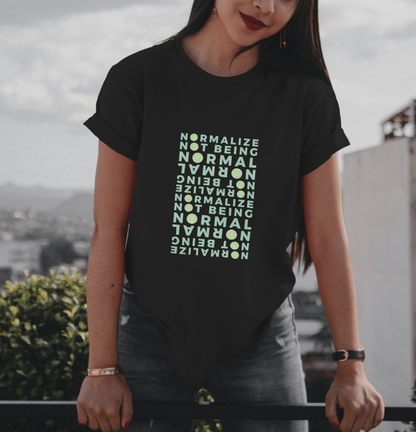 Non-normative Affirmation T-Shirt – Green Smiley Neurodiverse Empowerment Tee