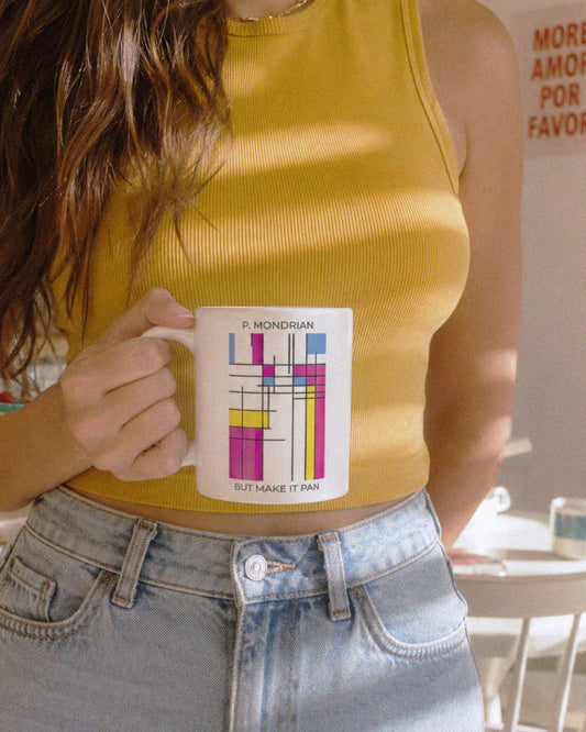 Pan Mondrian Mug – Queer Pride Abstract Color Block Design Coffee Cup