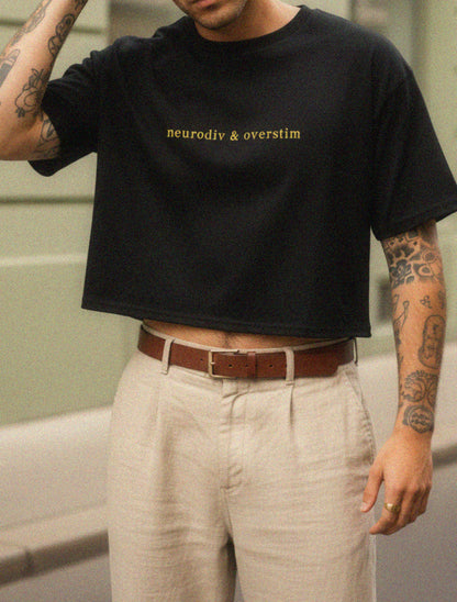 Neurodiv & Overstim Crop Top – Minimalist Tee for Neurodivergent Pride