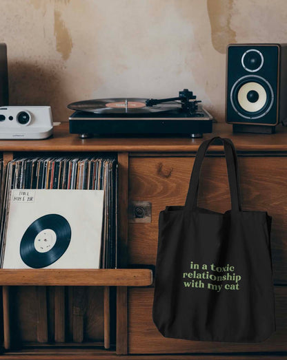 Toxic Relationship Cat Eco Tote Bag – Sarcastic Humor for Cat People