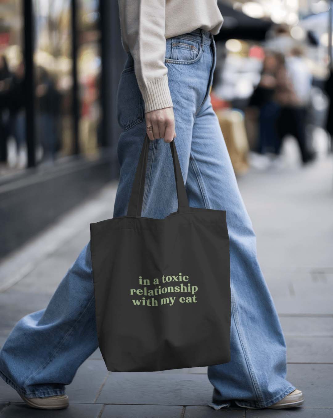 Toxic Relationship Cat Eco Tote Bag – Sarcastic Humor for Cat People