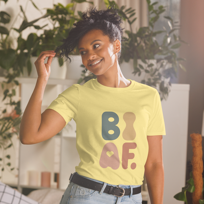 BI AF Bisexual Pride T-Shirt – Bold Retro LGBTQ+ Colorful Tee
