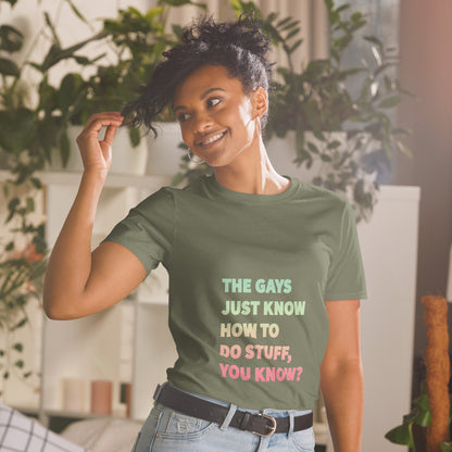 The Gays Just Know T-Shirt – Pastel Rainbow Queer White Lotus Tee