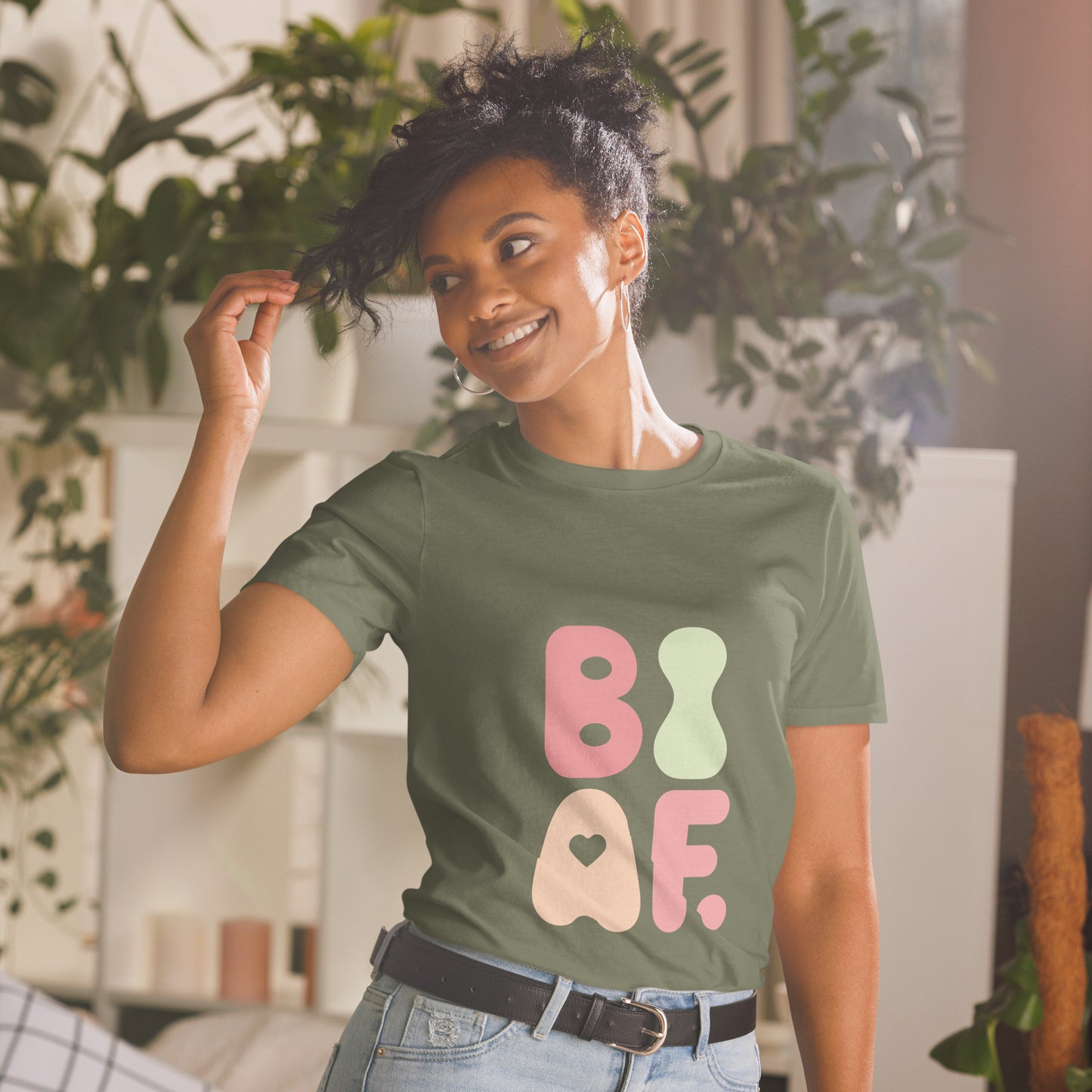 BI AF Bisexual Pride T-Shirt – Soft Pastel Retro LGBTQ+ Tee