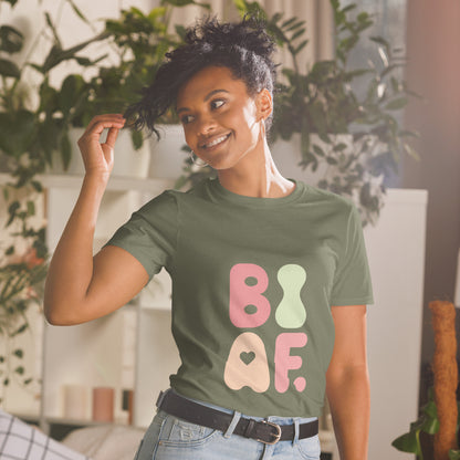 BI AF Bisexual Pride T-Shirt – Soft Pastel Retro LGBTQ+ Tee