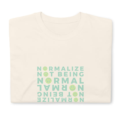 Non-normative Affirmation T-Shirt – Green Smiley Neurodiverse Empowerment Tee