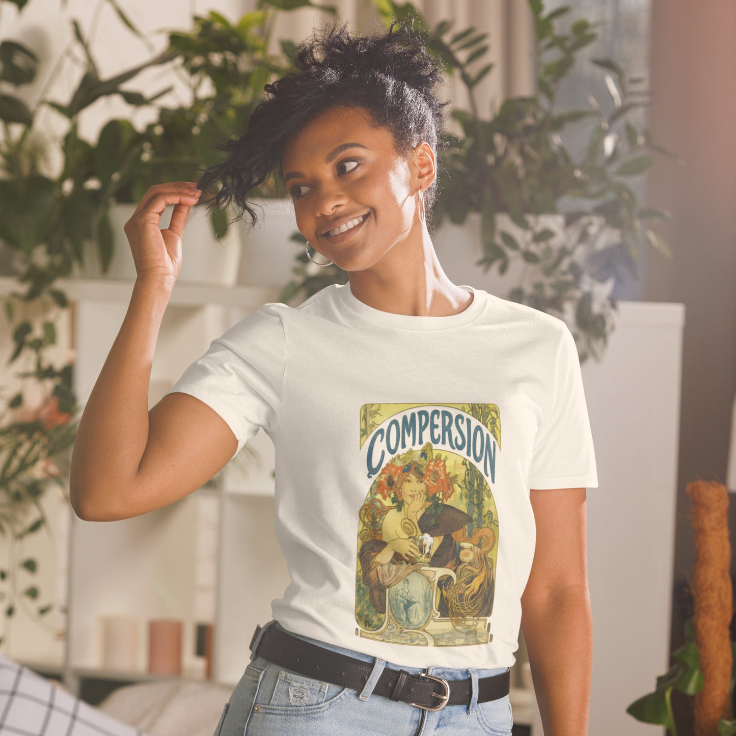 Vintage Compersion T-Shirt - Art Nouveau Polyamory Floral Design
