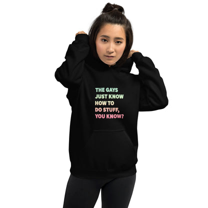 The Gays Just Know Unisex Hoodie – Pastel Rainbow Queer White Lotus Sweatshirt