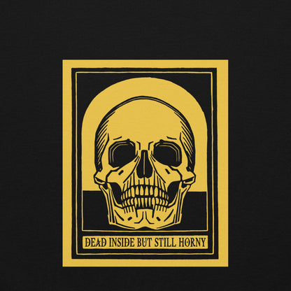 Dead Inside Unisex Hoodie – Yellow Vintage Skull Dark Humor Sweatshirt