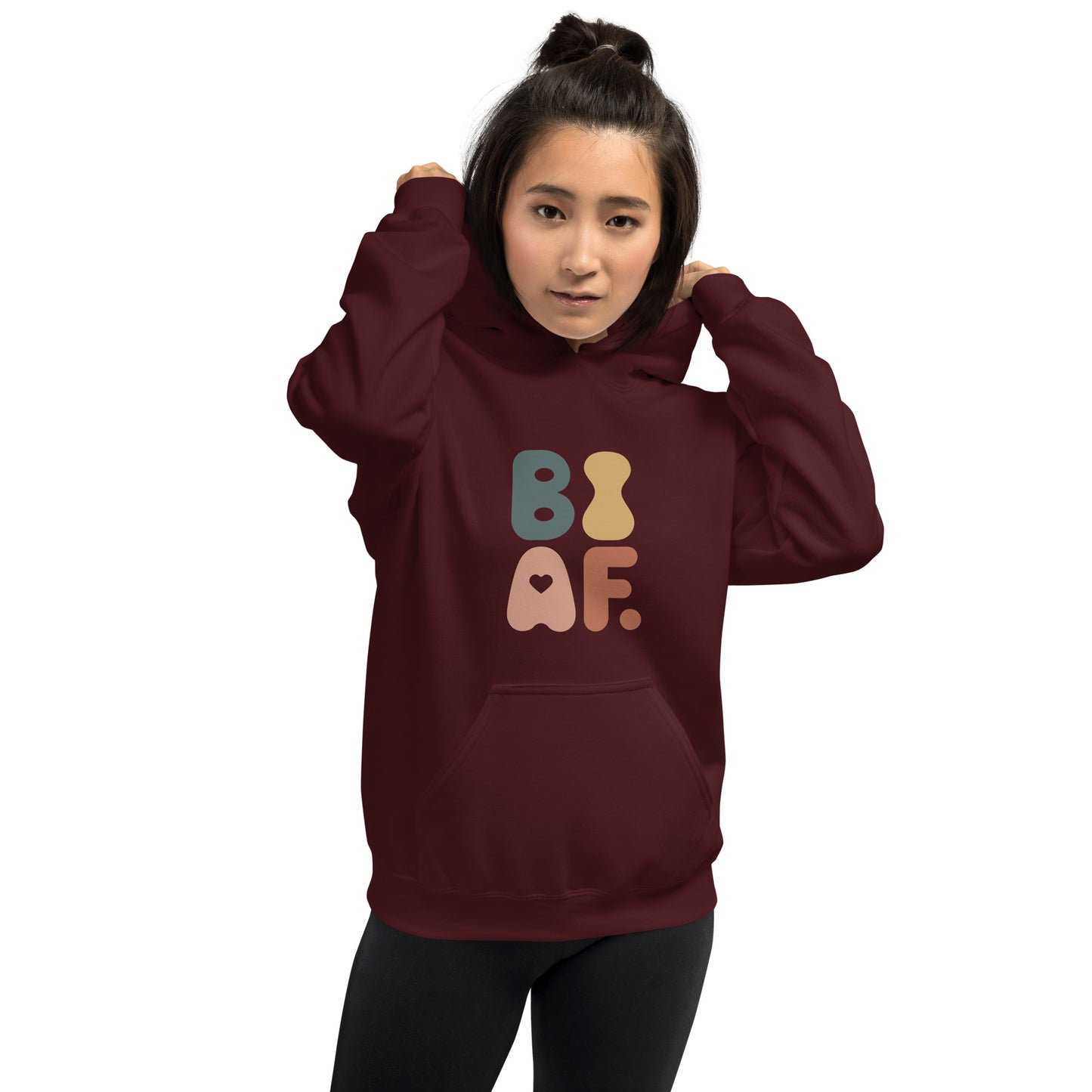 BI AF Bisexual Pride Unisex Hoodie – Bold Retro LGBTQ+ Colorful Sweatshirt