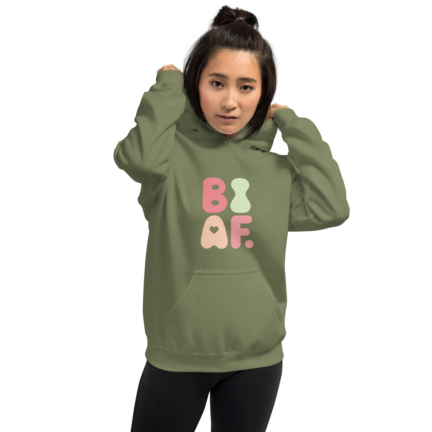 BI AF Bisexual Pride Unisex Hoodie – Soft Pastel Retro LGBTQ+ Sweatshirt