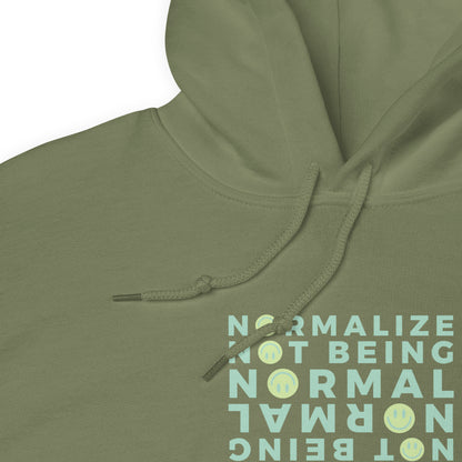Non-normative Affirmation Unisex Hoodie – Green Smiley Neurodiverse Empowerment Sweatshirt