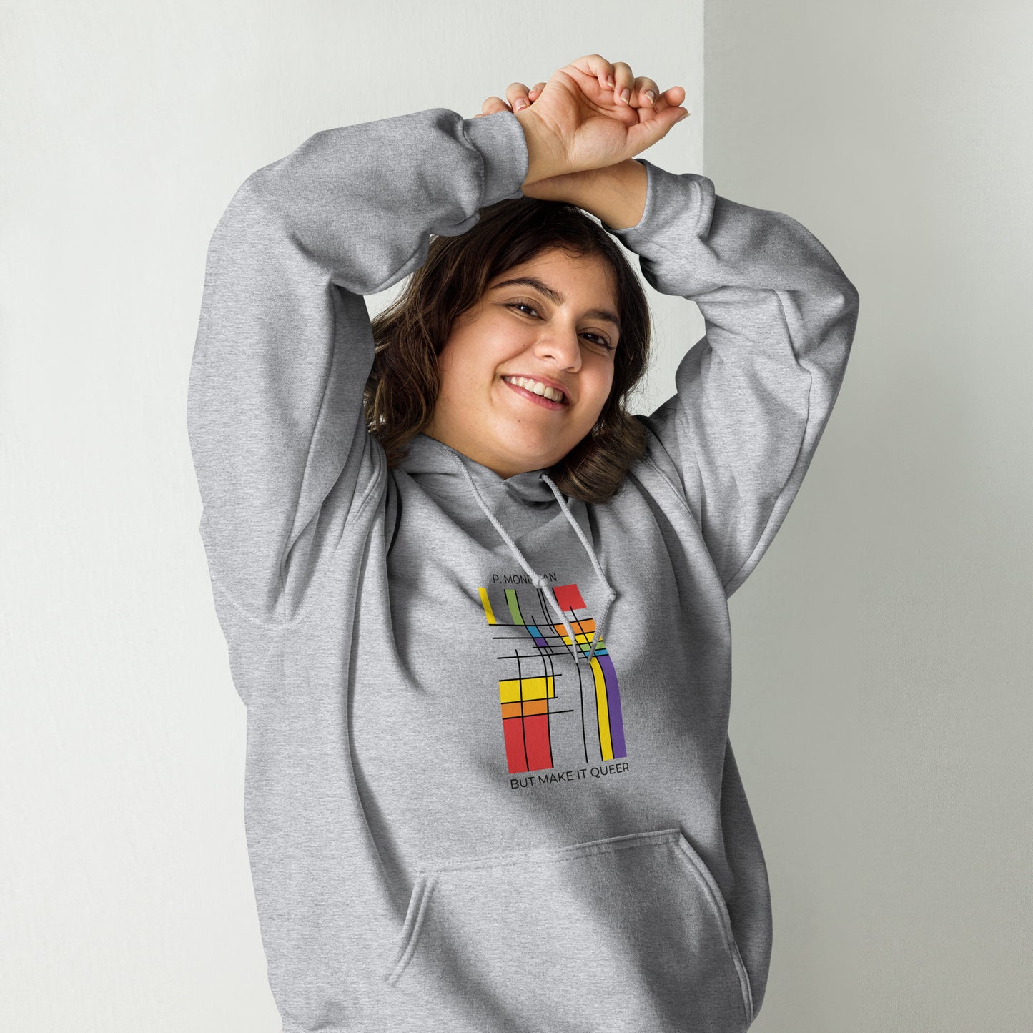 Queer Mondrian Unisex Hoodie – LGBTQ+ Pride Abstract Art Sweatshirt