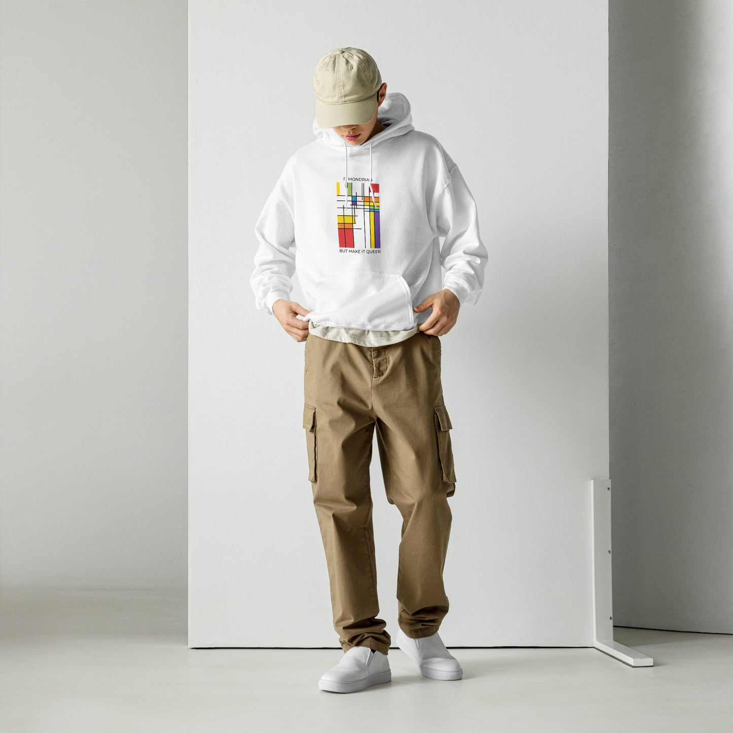 Queer Mondrian Unisex Hoodie – LGBTQ+ Pride Abstract Art Sweatshirt